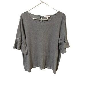 Lauren Conrad Size XL Striped Ruffle Sleeve Tie Back Top